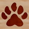 Animal paw print design in vector format with clean lines and detailed shape.