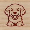 Happy Golden Retriever Line Drawing A simple line drawing of a happy Golden Retriever with its head peeking out, perfect for pet lovers.