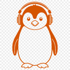 Quirky Penguin Character in Vector Format A simple illustration of a penguin wearing headphones, depicted in a vector format.