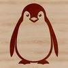 A simplified illustration of a penguin in black outline form, suitable for digital cutting machines like Cricut.