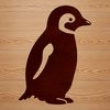 A graphic representation of a penguin, a flightless bird found in the Antarctic region.