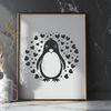 Whimsical Penguin Illustration with Love Hearts A simple illustration of a penguin with love hearts surrounding it.