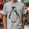 A black-and-white penguin illustration created as a vector graphic.