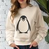 A digital illustration of a penguin in black and white, suitable for vector art and clipart use.