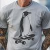 Cool Penguin on Wheels Vector Art A stylized illustration of a penguin on a skateboard.