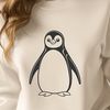 A white and black flightless bird standing on one leg, identified as a penguin.