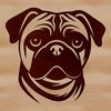 Free Pug SVG Clip Art A detailed illustration of a pug's head, suitable for use in digital design projects.