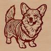 Elegant Welsh Corgi Graphic Clip Art An ornate design featuring a standing Welsh Corgi, suitable as a graphic clip art.