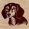 Cute Dachshund Head Vector Graphics An illustration of a Dachshund's head with a flat face and floppy ears, suitable for vector graphics.