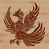 Mythical Bird Rises from Flames A mythical creature with the body of a bird and a long tail, rising from flames in a stylized representation.