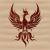 Rising Mythical Bird from the Ashes A mythical bird with radiant plumage rising from the ashes.