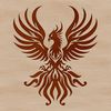 A mythical bird with regal plumage rising from ashes, suitable for vector design projects.