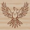 Mythical bird rising from ashes in vector design format.