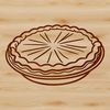 A detailed illustration of a slice of homemade dessert pie with crust and filling.