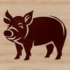 A standing pig illustration, suitable for vector graphics and clip art.
