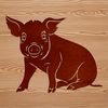 Cute Sitting Pig Graphic Design A seated farm animal, a pig, in a vector format.