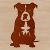 Pitbull Silhouette Vector Design Illustrated vector graphic of a pitbull sitting on a background.