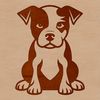 Bold Line Illustration of a Seated Dog A seated Pitbull illustration with bold lines and simple shapes, suitable for vector design and cutting machine applications.