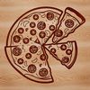 A digital illustration of a pizza featuring various toppings on a circular crust.
