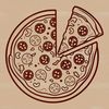 A stylized illustration of a pizza, ideal for digital use in vector formats such as SVG.