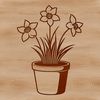 Spring Blooming Delight A single daffodil flower growing in a pot, surrounded by green foliage.