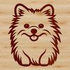 Cuddly Canine Companion A simple line drawing of a sitting Pomeranian dog, suitable for digital design and crafting.