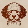 A stylized illustration of a poodle's head in a vector format.
