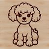 A simple line drawing of a sitting poodle, suitable for vector design and cutting machine projects.