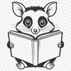 Wild Possum Reading on the Ground A wild possum sitting on the ground with an open book in front of it, reading.