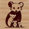 Wildlife Illustration of a Possum's Face A close-up illustration of a possum's face with distinctive markings.