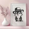 Cute Possum in a Hat SVG A nocturnal marsupial wearing a hat, typical of Australian wildlife.