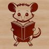Cute Possum Holding a Book A possum sitting on the ground with a book in its paws, illustration.