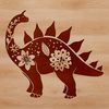 Floral Dinosaur Artwork Prehistoric dinosaur illustration in ornate floral style