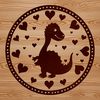 A prehistoric dino illustration featuring love hearts, designed as a vector graphic.