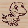 Prehistoric dinosaur illustration of a baby Tyrannosaurus Rex in a simple vector design.