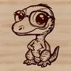 A small, prehistoric baby dinosaur wearing glasses in a playful pose.
