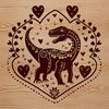 Dino Art with Love Symbols A prehistoric dinosaur illustrated with heart symbols.