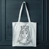 A royalty-inspired female character in a regal pose, designed as vector art.