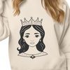 Regal Girl Clip Art A young female princess in medieval attire, suitable for custom designs and crafts.