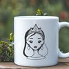 SVG graphic illustration of a young female princess in traditional attire.