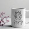 Girl in Royal Attire Vector Illustration An SVG vector art design featuring a girl dressed as a princess with regal attire.