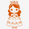 Beautiful Princess SVG Illustration Download Female character in regal attire, suitable for vector graphics and cutting machine designs.