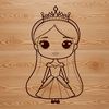 A female princess character designed as vector art for various applications.