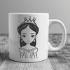 A royalty-inspired illustration of a young female character in a traditional princess attire.