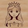 A young female princess character designed as vector art, suitable for various digital and craft uses.