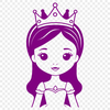 Royal Girl Silhouette in Vector Format A young female princess with royal attire, depicted in a vector format.