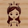 A young female character dressed in royal attire, suitable for digital crafting and design.