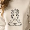 Free Stylized Female Character Clip Art A stylized illustration of a young female character in royal attire, suitable for vector design and cutting machine projects.