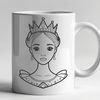A vector illustration of a young female princess with a regal appearance.