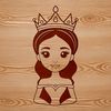 An SVG vector art design featuring a girl dressed as a princess with regal attire and accessories.
